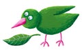 Green bird and leaf