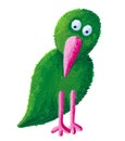 Green bird with pink beak Royalty Free Stock Photo