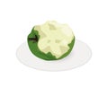 Green bitten apple on a plate Royalty Free Stock Photo