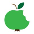 Green bitten apple. Realistic icon with bitten apple. Natural organic nutrition. Vector illustration. stock image. Royalty Free Stock Photo