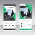 Green black astract triangle Business Roll Up Banner flat design