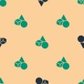 Green and black Basic geometric shapes icon isolated seamless pattern on beige background. Vector