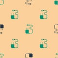 Green and black Charger icon isolated seamless pattern on beige background. Vector Illustration Royalty Free Stock Photo