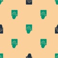 Green and black Cleaning service icon isolated seamless pattern on beige background. Vector