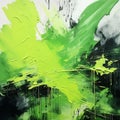 Green And Black Dynamic Action Painting By Fran Liou