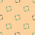 Green and black Electric circuit scheme icon isolated seamless pattern on beige background. Circuit board. Vector Royalty Free Stock Photo