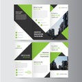 Green black elegance business trifold business Leaflet Brochure Flyer template vector minimal flat design Royalty Free Stock Photo