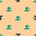 Green and black Finding a problem in psychology icon isolated seamless pattern on beige background. Vector Royalty Free Stock Photo