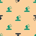 Green and black Finding a problem in psychology icon isolated seamless pattern on beige background. Vector Royalty Free Stock Photo