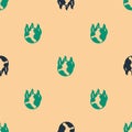 Green and black Global warming fire icon isolated seamless pattern on beige background. Vector Royalty Free Stock Photo