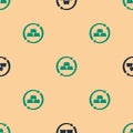 Green and black Gold exchange money icon isolated seamless pattern on beige background. Money changer. Vector