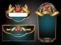 Green and black gold-framed set ot label, envelope Royalty Free Stock Photo