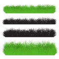 Green and black grass borders set. Set of silhouette of grass Royalty Free Stock Photo