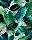 Green and Black Leaf Pattern on White Background Royalty Free Stock Photo