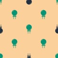 Green and black Light emitting diode icon isolated seamless pattern on beige background. Semiconductor diode electrical Royalty Free Stock Photo