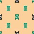 Green and black Pencil sharpener icon isolated seamless pattern on beige background. Vector Illustration Royalty Free Stock Photo