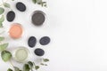 Green,black and pink cosmetic clay powder Royalty Free Stock Photo