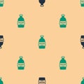 Green and black Poisoned alcohol icon isolated seamless pattern on beige background. Vector