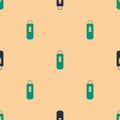 Green and black Pregnancy test icon isolated seamless pattern on beige background. Vector
