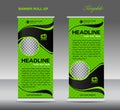 Green and black Roll up banner stand template vintage banner