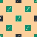 Green and black Scar with suture icon isolated seamless pattern on beige background. Vector