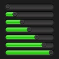 Green and black slider bars. Settings on control panel