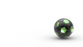 Green and black soccer metal ball isolated on white background. Football 3d render illlustration Royalty Free Stock Photo