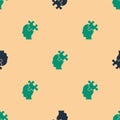 Green and black Solution to the problem in psychology icon isolated seamless pattern on beige background. Puzzle Royalty Free Stock Photo