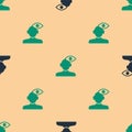 Green and black Solution to the problem in psychology icon isolated seamless pattern on beige background. Therapy for Royalty Free Stock Photo