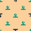 Green and black Solution to the problem in psychology icon isolated seamless pattern on beige background. Therapy for Royalty Free Stock Photo