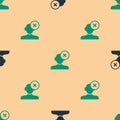 Green and black Solution to the problem in psychology icon isolated seamless pattern on beige background. Therapy for Royalty Free Stock Photo