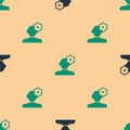 Green and black Solution to the problem in psychology icon isolated seamless pattern on beige background. Therapy for Royalty Free Stock Photo