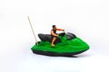 Green and Black Speed Boat Toy Isolated in White Background Royalty Free Stock Photo