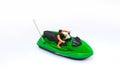 Green and Black Speed Boat Toy Isolated in White Background Royalty Free Stock Photo