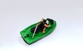 Green and Black Speed Boat Toy Isolated in White Background Royalty Free Stock Photo