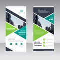 Green black triangle Business Roll Up Banner flat design template ,Abstract Geometric banner Vector illustration set Royalty Free Stock Photo