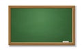 Green blackboard. Empty realistic old chalkboard with wooden frame isolated vector object