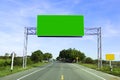 Green Blank road sign on highway road,copy space for your text. Royalty Free Stock Photo