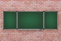Green Blank Three Parts Chalkboard or Blackboard with Free Space