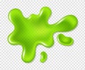 Green blob splatter slime. Realistic dirty mucus, paint drip, toxic shiny liquid, spot of poison dribble vector template