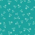 Green Blockchain technology Bitcoin icon isolated seamless pattern on green background. Abstract geometric block chain