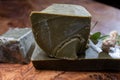 Blocks of handmade bio vegetal natural olives and bay leaf soap Royalty Free Stock Photo