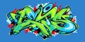 Green And Blue Abstract Word Lets Graffiti Style Font Lettering Vector Illustration Template Royalty Free Stock Photo