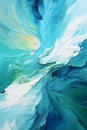 Green and blue brushstrokes of oil paint, abstract background. Art poster layout. Copy space. Royalty Free Stock Photo