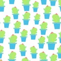 Green and blue cactus seamless pattern Royalty Free Stock Photo