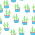 Green and blue cactus seamless pattern Royalty Free Stock Photo