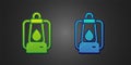 Green and blue Camping lantern icon isolated on black background. Vector Royalty Free Stock Photo