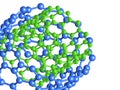 Green and blue carbon nanotubes on white