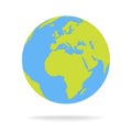 Green and blue cartoon world map globe vector illustration Royalty Free Stock Photo