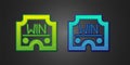 Green and blue Casino win icon isolated on black background. Vector